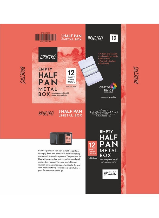 Brustro Empty Watercolour 12 Half Pan Metal Box (Pans Included) - Image 4