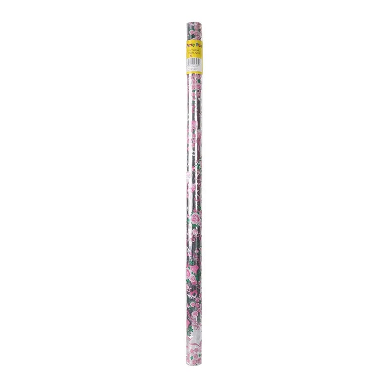 Party Fun Gift Wrap With Pink Floral Design, Wrapping Roll - 70 X 200cm