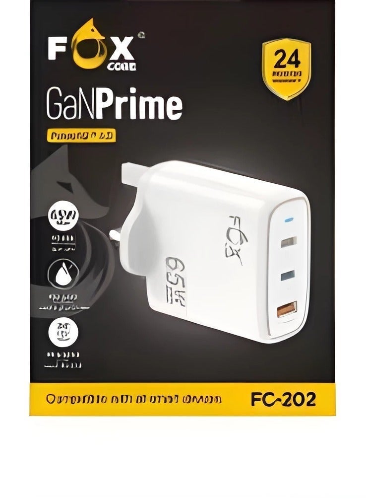 fox 65W Non-Folding 3-Port USB Fast Charger, Type C Fast Wall Charger Compatible with MacBook Pro/Air, HP/Dell/Lenovo, iPad Pro/Air, iPhone 15 Pro Max, Galaxy S22 23 Ultra, Steam Deck, etc Black - Image 2