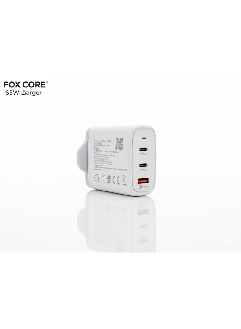 fox 65W Non-Folding 3-Port USB Fast Charger, Type C Fast Wall Charger Compatible with MacBook Pro/Air, HP/Dell/Lenovo, iPad Pro/Air, iPhone 15 Pro Max, Galaxy S22 23 Ultra, Steam Deck, etc Black - Image 5