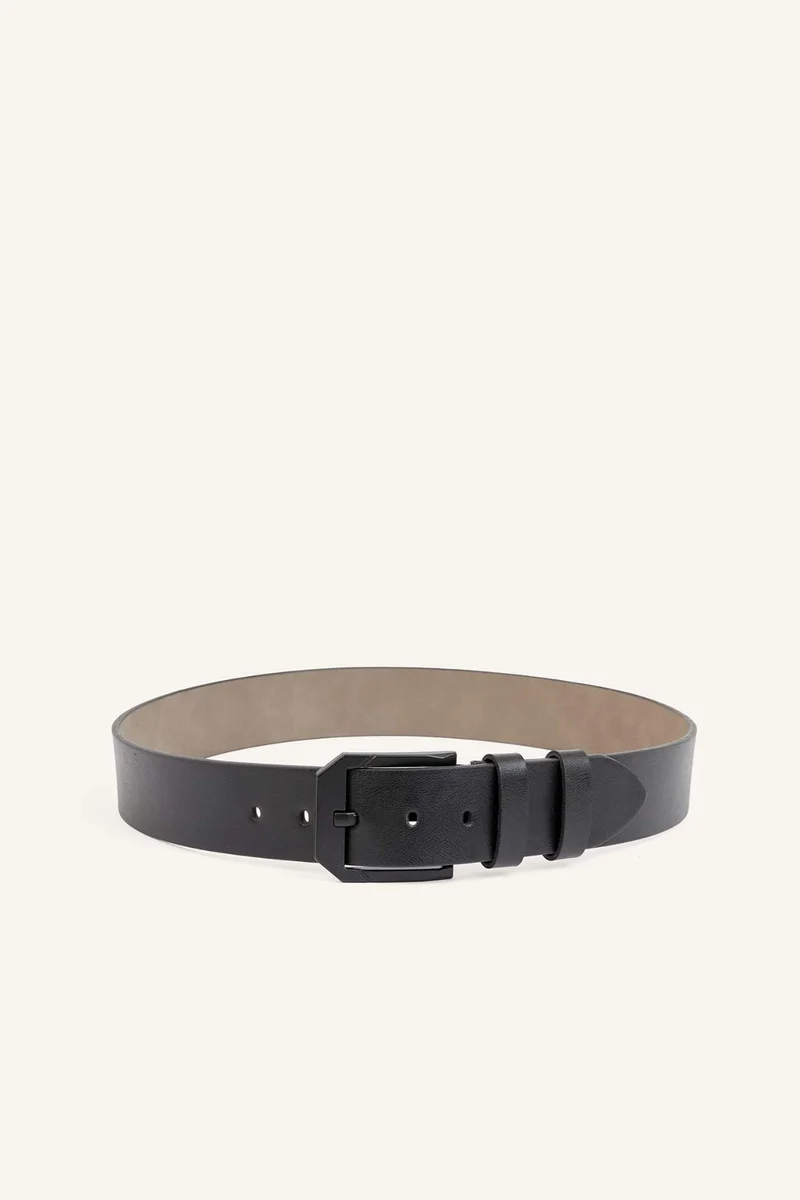 Man Rectangle Clasp Faux Leather Classic Belt