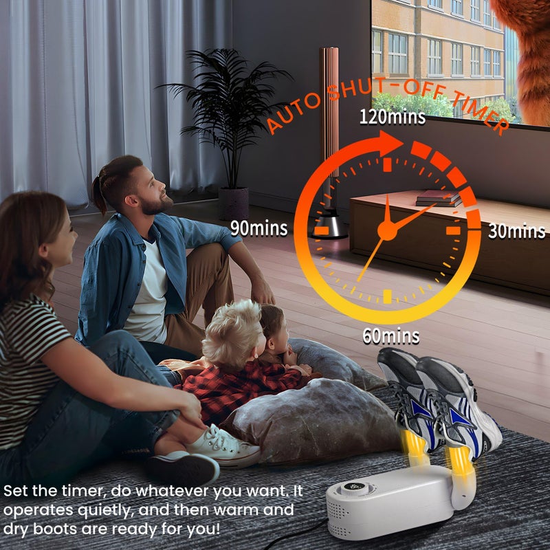 Break The Waves Shoe Dryer Glove Dryer, Dry Wet Shoes with 360Â°Heat Blower, Intelligent Shoes Dryer with Four Timer, Suitable for Sneaker, Glove, Boots, Ski Boot, Helmet, Folding and hanging Design - Image 2