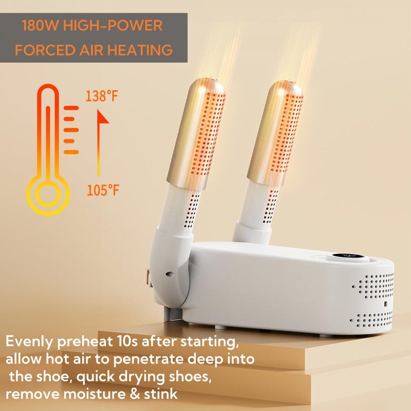 Break The Waves Shoe Dryer Glove Dryer, Dry Wet Shoes with 360Â°Heat Blower, Intelligent Shoes Dryer with Four Timer, Suitable for Sneaker, Glove, Boots, Ski Boot, Helmet, Folding and hanging Design - Image 3