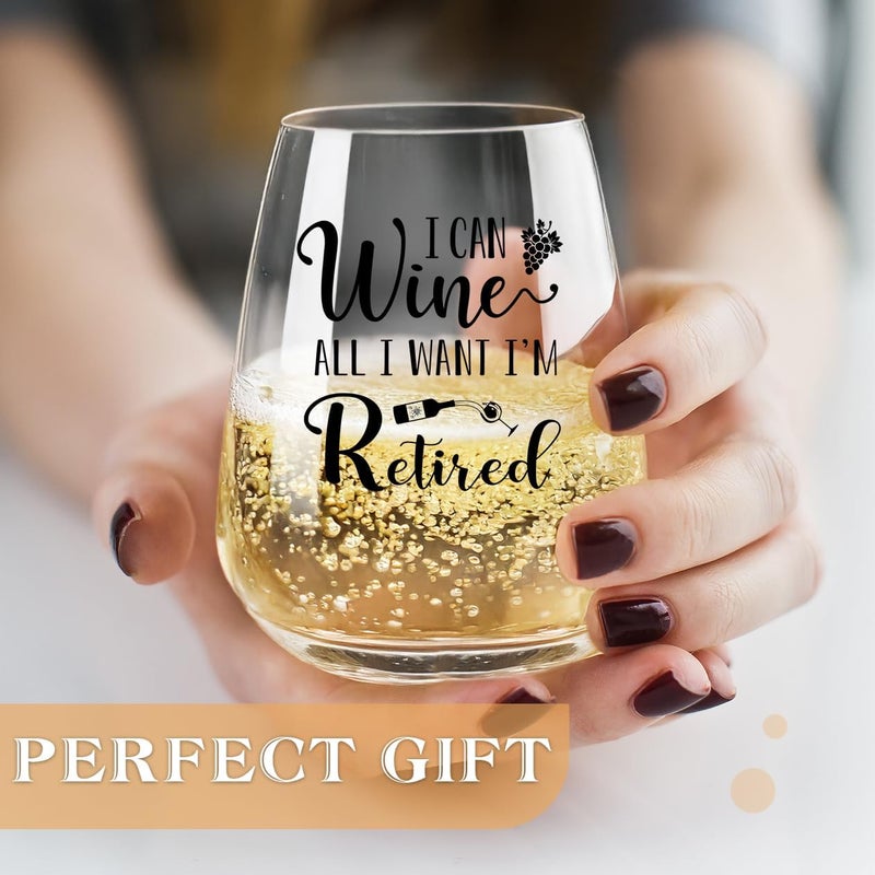 Socive Retirement Gifts for Women Men, Funny Retirement Wine Glass and Wine Bag Set, Best Retired Gifts for Friends Cowkers Doctors Nurses Teachers Boss-PAIRS WELL WITH RETIREMENT (Retired-Beige) - Image 4
