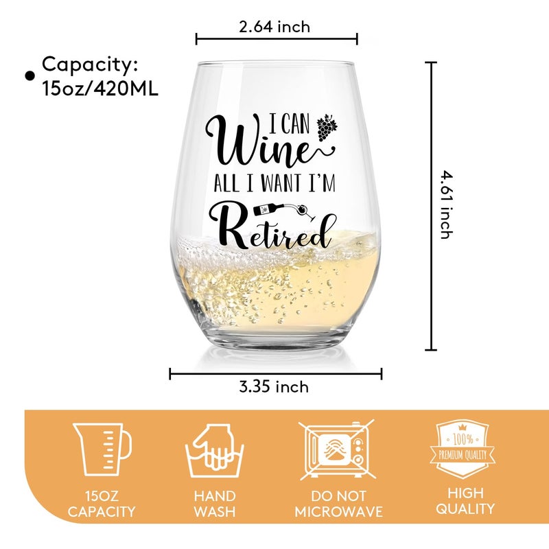 Socive Retirement Gifts for Women Men, Funny Retirement Wine Glass and Wine Bag Set, Best Retired Gifts for Friends Cowkers Doctors Nurses Teachers Boss-PAIRS WELL WITH RETIREMENT (Retired-Beige) - Image 2