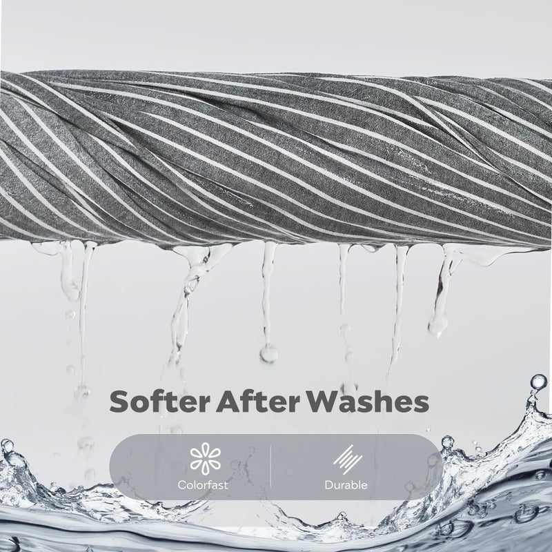 JELLYMONI Cotton Duvet Cover Queen Size - Black Vertical Pinstriped Comforter Cover with Button 100% Washed Cotton 3PCS Breathable Soft Solid Bedding Set Duvet Cover 90Ã—90in & 2 Pillowcases - Image 4