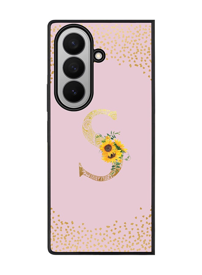Stylizedd For Samsung Galaxy Z Fold7 Case,Slim fit Camera Protection, Shockproof Thin Phone cover  - Custom Floral Monogram - S  (Pink )