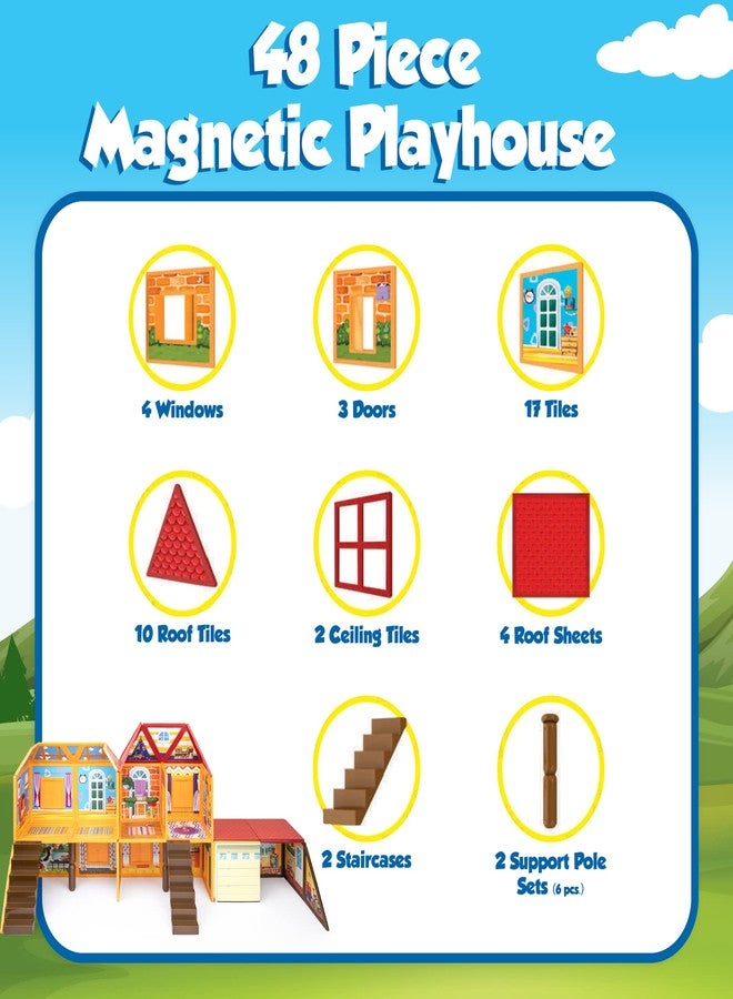 Playmags Magnetic Tiles Building Set, Dollhouse Pretend Play Toy, Creativity and Educational Magnet Blocks Stem Toys, Imaginative Birthday Gift for Kids Ages 3+ - Image 3