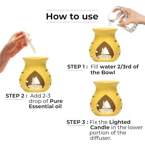 Mkd2 Rise Ceramic Clay Candle Oil Burner Aroma Diffuser Lamp, Set of 4, Multicolour (Red, Yellow, Blue, Green) for Home Fragrance - Image 5