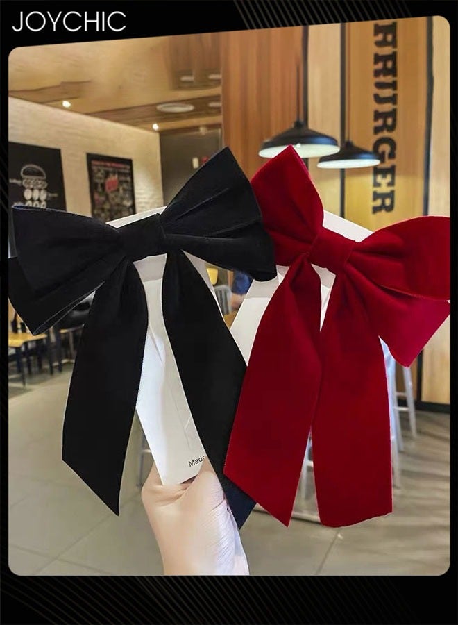 Joychic رباط شعر مخملي من قطعتين مع ذيل ساتان طويل لتزيين الرأس للنساء والفتيات هدايا - Image 2