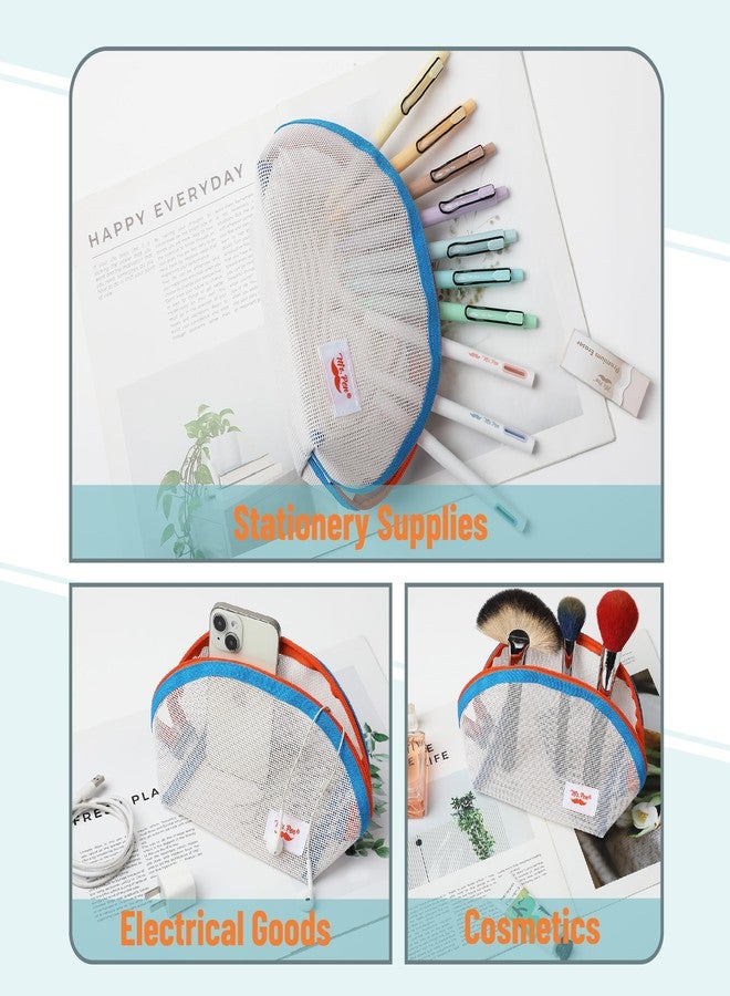 Mr. Pen- Mesh Pencil Case, White, Mesh Zipper Pouch Bags, Cosmetic Bag, Purse Pouch - Image 4