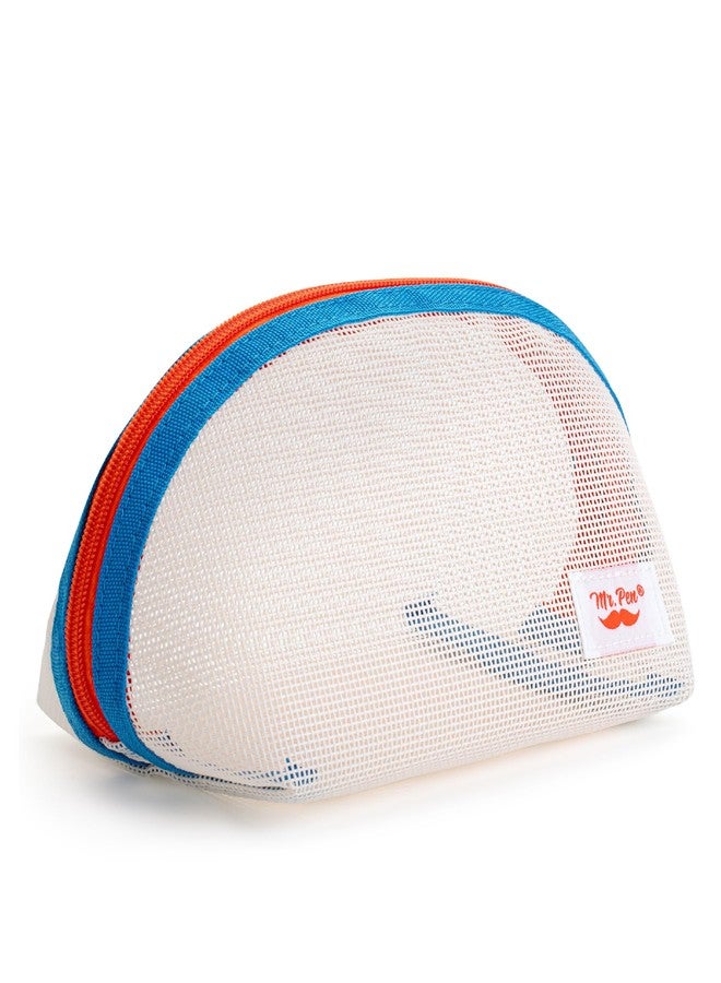 Mr. Pen- Mesh Pencil Case, White, Mesh Zipper Pouch Bags, Cosmetic Bag, Purse Pouch - Image 1