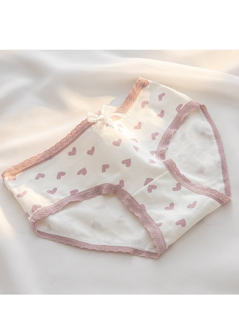 مجموعة من 5 ملابس داخلية قطنية أنيقة بخصر متوسط، ملابس داخلية مريحة وجيدة التهوية للفتيات - Image 4