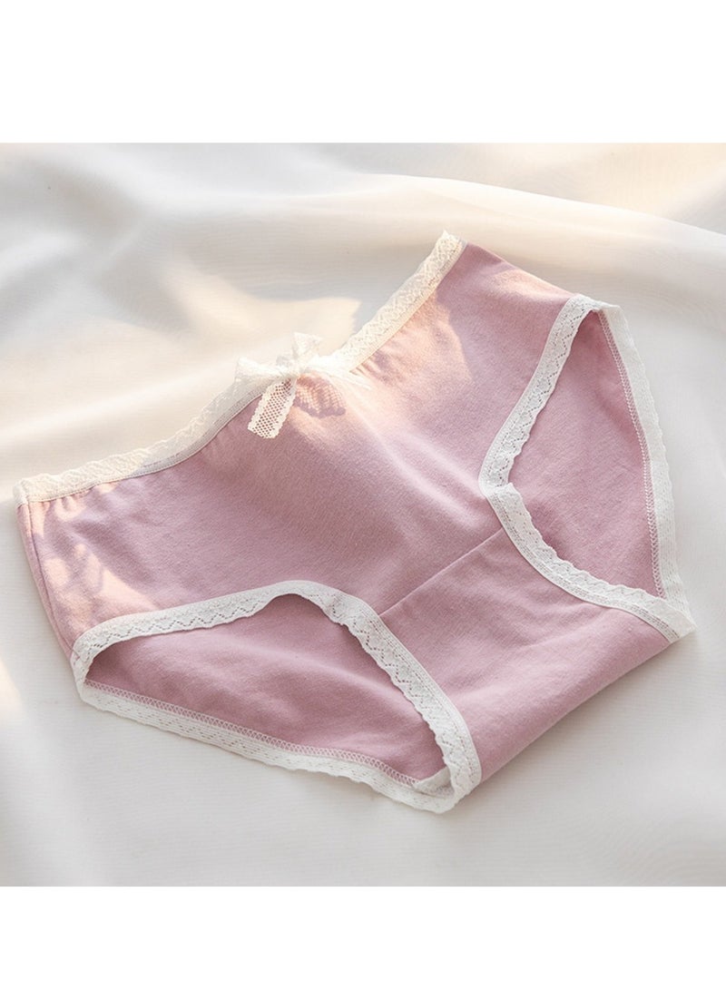 مجموعة من 5 ملابس داخلية قطنية أنيقة بخصر متوسط، ملابس داخلية مريحة وجيدة التهوية للفتيات - Image 5