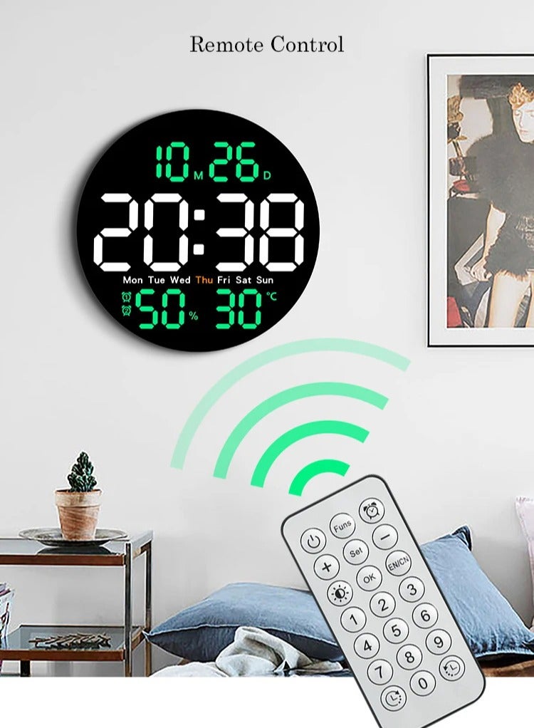Shopit Digital Wall Clock Large Display, 10 Inch Large Wall Clocks, Led Digital Clock With Remote Control, Automatic Brightness Dimmer Big Clock With Date Week Temperature - Image 4