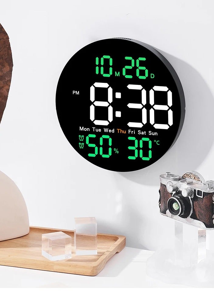 Shopit Digital Wall Clock Large Display, 10 Inch Large Wall Clocks, Led Digital Clock With Remote Control, Automatic Brightness Dimmer Big Clock With Date Week Temperature - Image 2