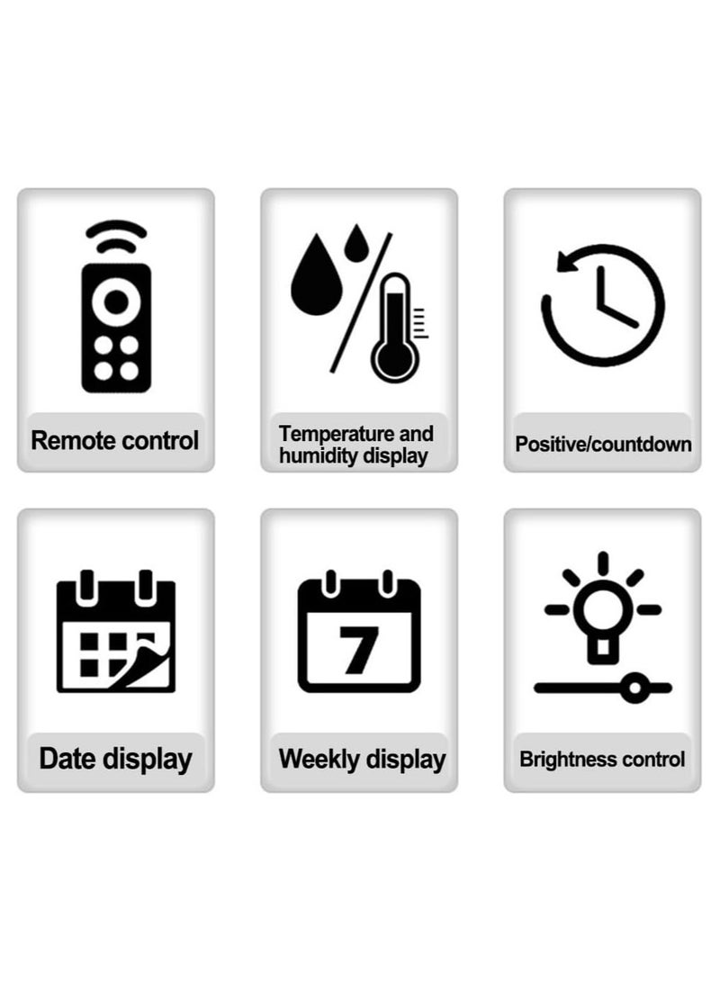 Shopit Digital Wall Clock Large Display, 10 Inch Large Wall Clocks, Led Digital Clock With Remote Control, Automatic Brightness Dimmer Big Clock With Date Week Temperature - Image 5