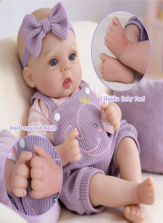 EKOKIZ Lifelike Reborn Baby Dolls - 18 Inch Realistic Baby Doll Cloth Body Newborn Girl with Elephant Outfit & Accessories, Gift Box Included for Kids Role Play, Cuddling & Collectors - Image 4