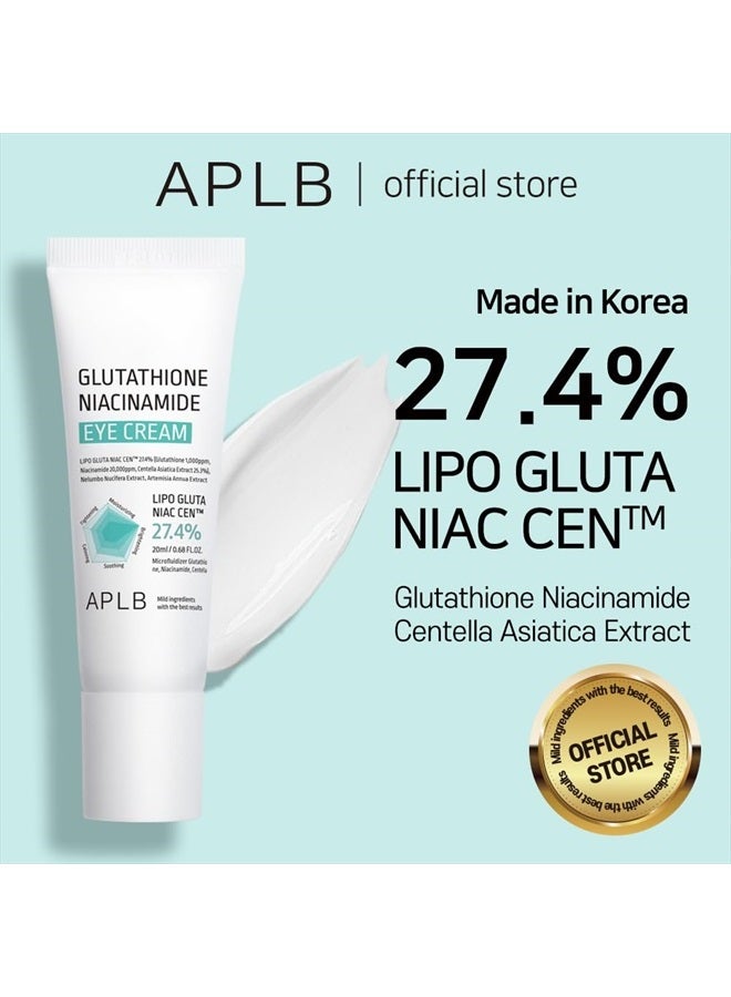 APLB Glutathione Niacinamide Eye Cream | LIPO GLUTA NIAC CEN™ 27.4% 0.68 FL.OZ/Korean Skincare, Eye cream for dark circles and puffiness, Improve elasticity & provide moisture around eye region  - Image 2