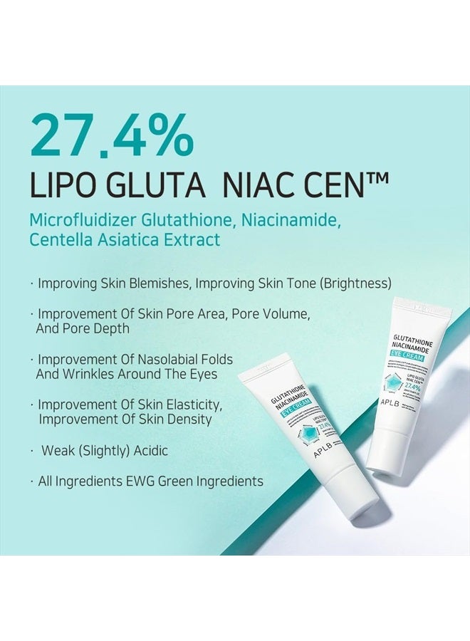 APLB Glutathione Niacinamide Eye Cream | LIPO GLUTA NIAC CEN™ 27.4% 0.68 FL.OZ/Korean Skincare, Eye cream for dark circles and puffiness, Improve elasticity & provide moisture around eye region  - Image 3