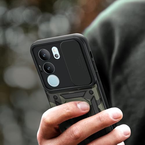 Kapa Tank Back Cover for Vivo V29 (5G) / Vivo V29 Pro (5G) | Inbuilt Ring + Slider Shockproof Lens Protection Bumper Back Case (Black) - Image 5