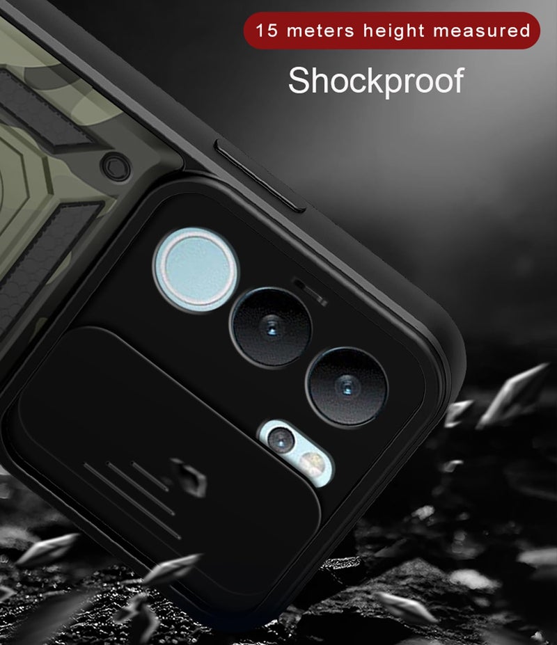 Kapa Tank Back Cover for Vivo V29 (5G) / Vivo V29 Pro (5G) | Inbuilt Ring + Slider Shockproof Lens Protection Bumper Back Case (Black) - Image 2