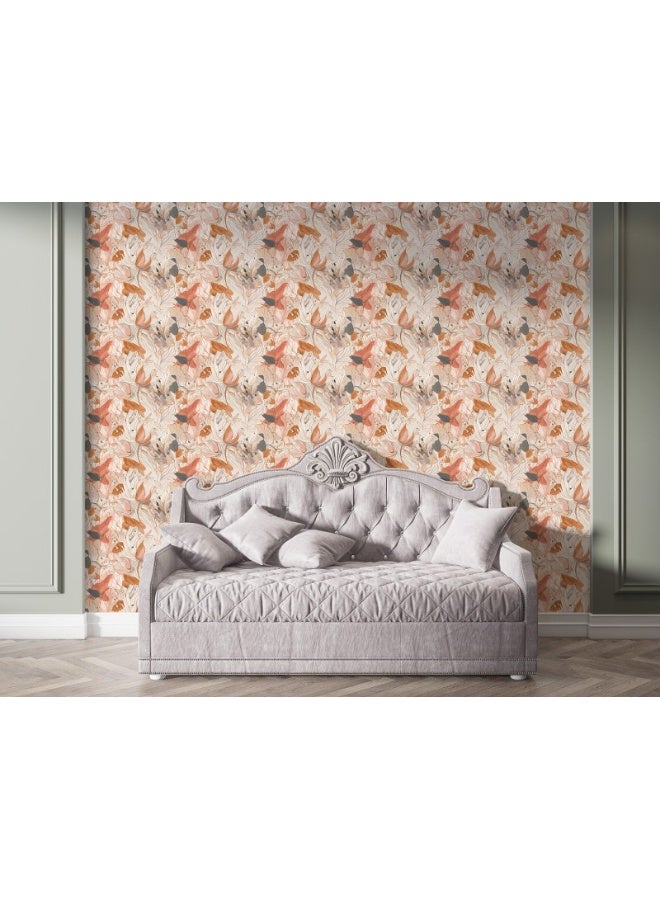 Home Gallery Seamless Flower Pattern On Textured Background Fabric Wallpaper Covers An Area ​​Up To 4.2Mx3M With Adhesive  And Smoothing Tool - Image 2