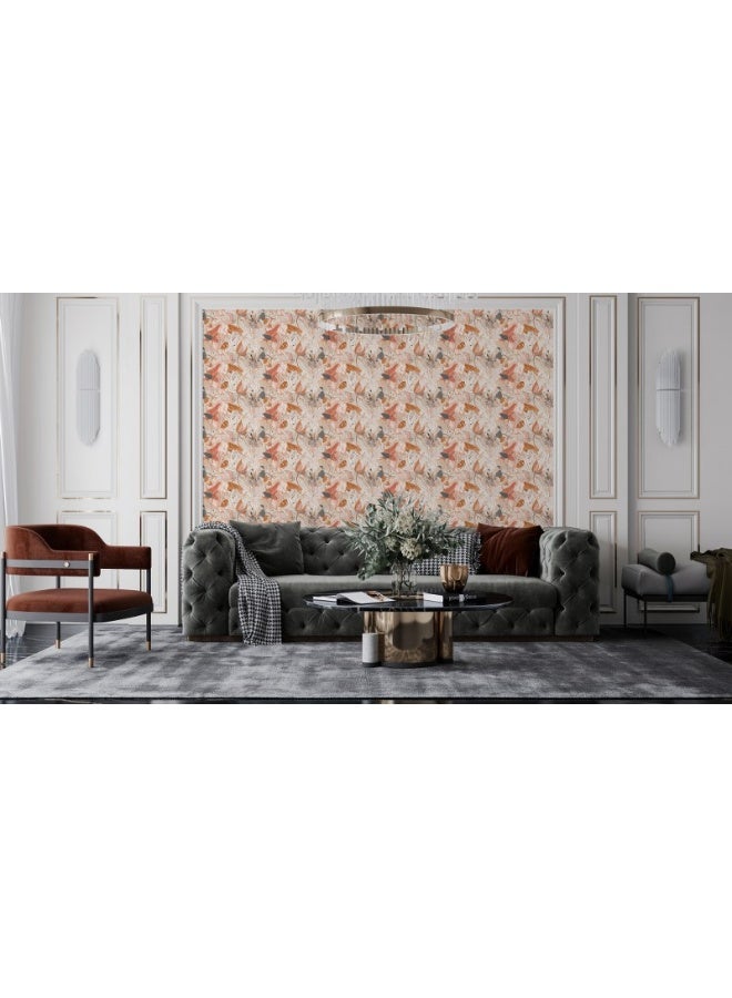 Home Gallery Seamless Flower Pattern On Textured Background Fabric Wallpaper Covers An Area ​​Up To 4.2Mx3M With Adhesive  And Smoothing Tool - Image 5