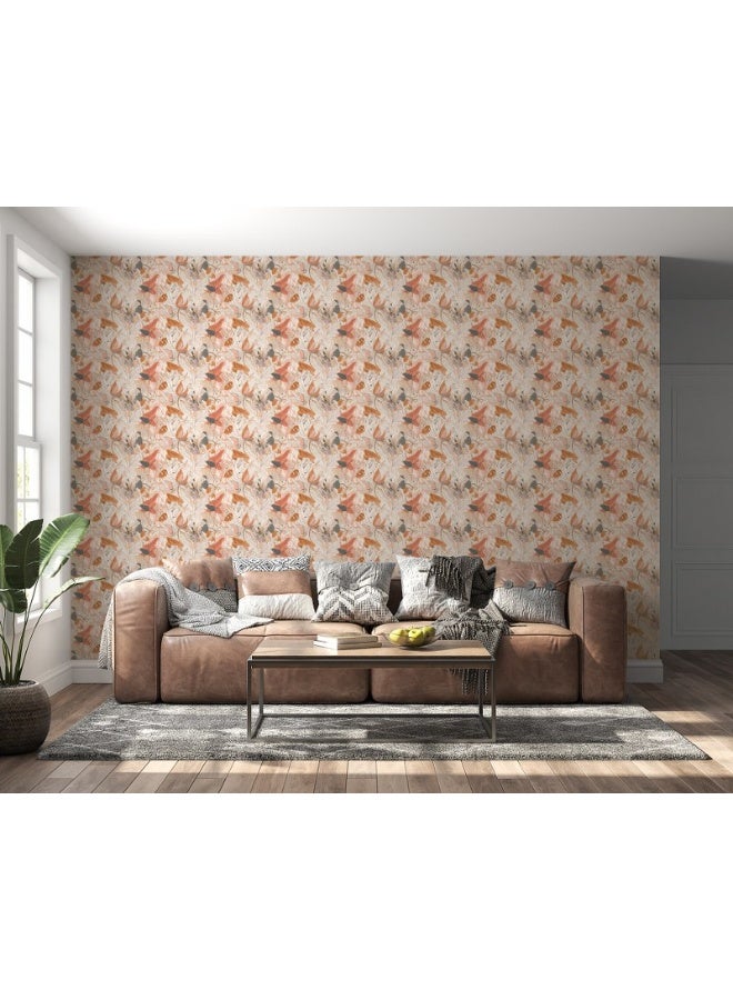 Home Gallery Seamless Flower Pattern On Textured Background Fabric Wallpaper Covers An Area ​​Up To 4.2Mx3M With Adhesive  And Smoothing Tool - Image 3
