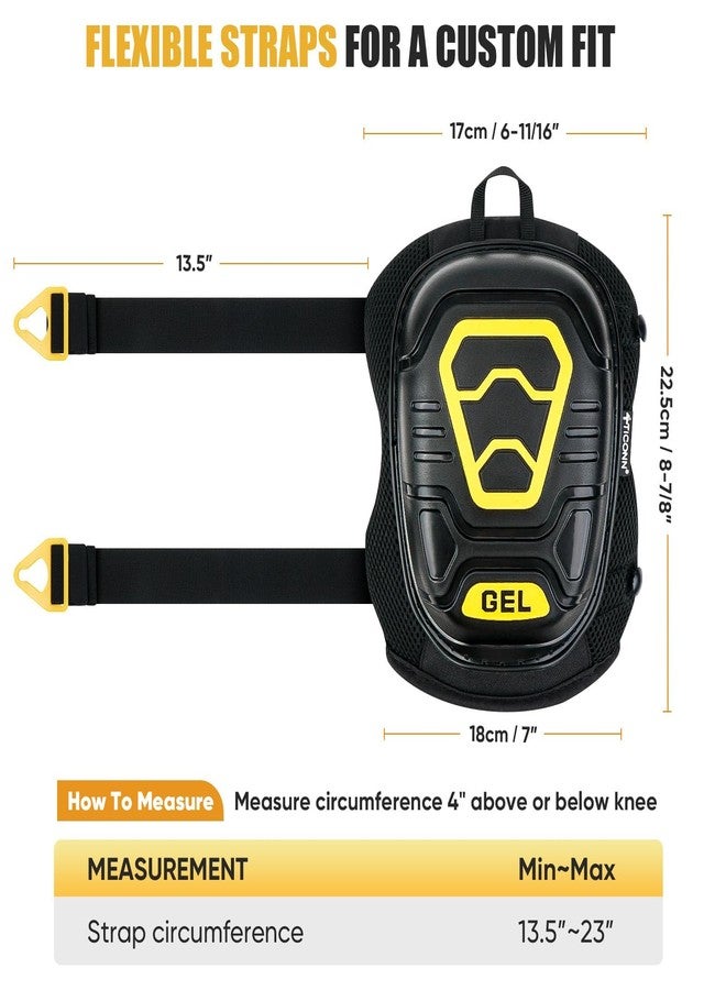 TICONN Gel Knee Pads for Work, Professional Heavy Duty Knee Pads for Men with Soft Foam and Gel Cushion, Adjustable Straps, Anti-slip Knee Pads for Men Construction, Garden, Flooring (Black/Yellow) - Image 4