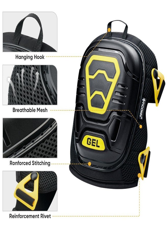 TICONN Gel Knee Pads for Work, Professional Heavy Duty Knee Pads for Men with Soft Foam and Gel Cushion, Adjustable Straps, Anti-slip Knee Pads for Men Construction, Garden, Flooring (Black/Yellow) - Image 5