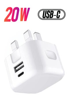 ELTRAZONE Galaxy A04 / A04s / A04 Core USB C Charger Plug 20W Dual Port USB C Fast Charger PD&QC 3.0 USB C Charging Plug Power Delivery Wall Adapter For Samsung Galaxy A04 / A04S / A04 Core (WHITE)  - Image 1