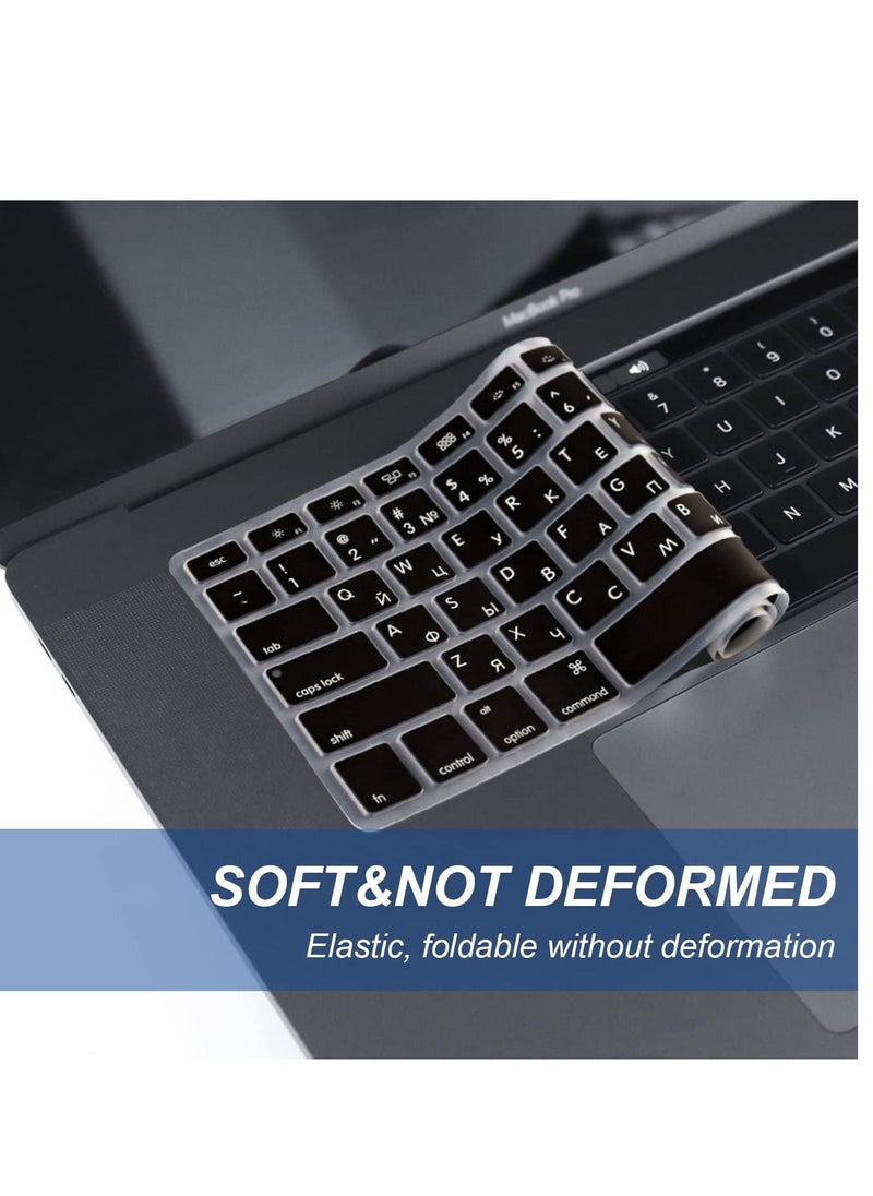 Russian Keyboard Cover -Silicone Keyboard Skin for MacBook Air 13 inch A1466 A1369 2010-2017 & Compatible with MacBook Pro 13/15 inch with/Without Retina Display 2015 or Older Version Russian