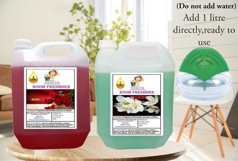 swacch Room Freshner For Home Car Wash Room instant Refreshing Fragrance I EcoFriendly Formula I Skin Friendly I Ready to use I Water Based I Rose Jasmine 5 Litre Combo Pack of 2  - Image 2