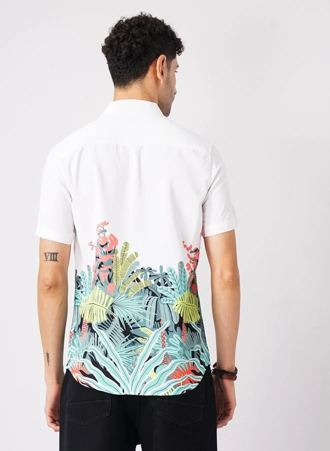 The Indian Garage Co Men Regular Fit Tropical Half Sleeves Cutaway Collar Casual Shirt
