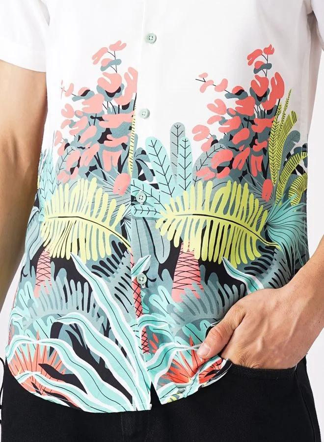 The Indian Garage Co Men Regular Fit Tropical Half Sleeves Cutaway Collar Casual Shirt