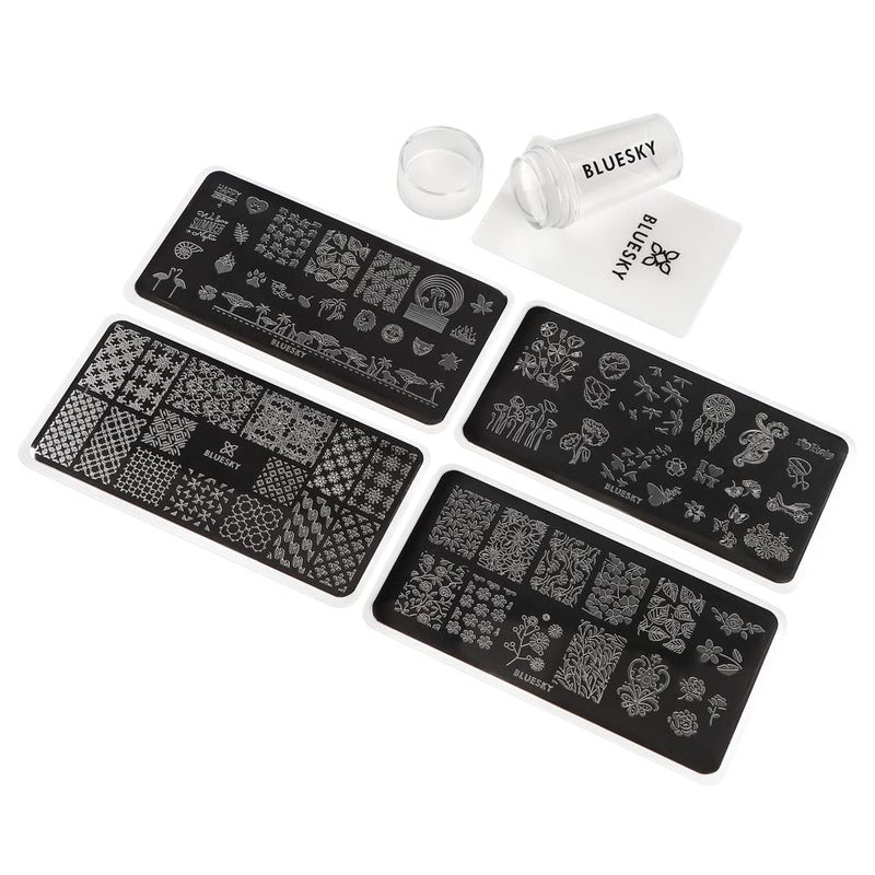 Bluesky Stamping Kit with 4-Stamping Stencils, 1- Scraper, 1- Silicon Stamp - Image 3