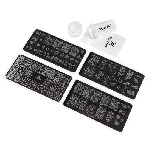 Bluesky Stamping Kit with 4-Stamping Stencils, 1- Scraper, 1- Silicon Stamp - Image 1