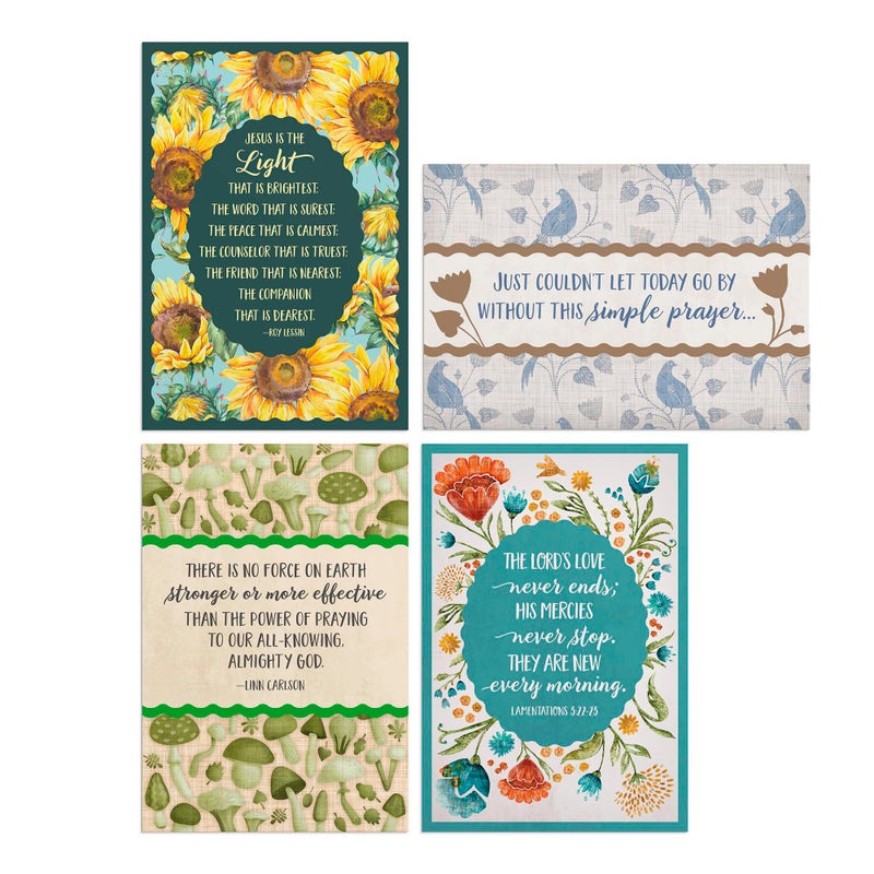 DaySpring - The Lord's Love Never Ends - 4 Floral Desgin Assortment with Scripture - 12 Boxed Praying for You Cards & Envelopes (J9176) - Image 2