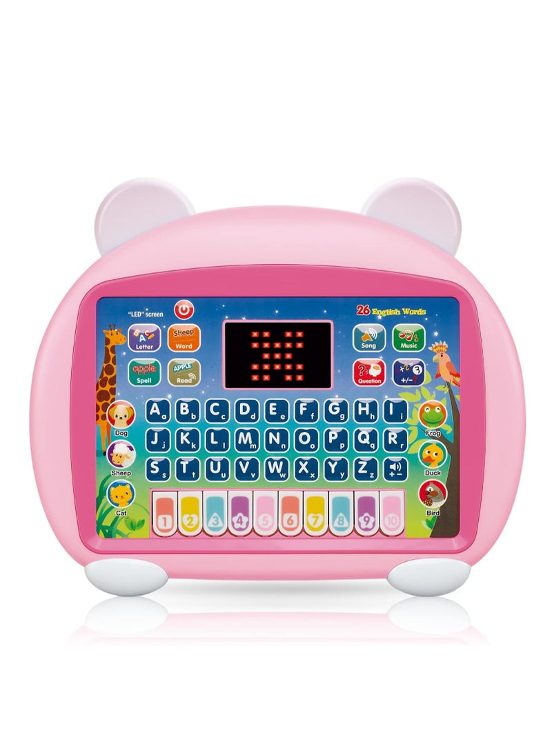 Kids Laptop Computer Toy, Kids Learning Computer English Learner Study Laptop for Early Educational, Fun Learning Machine, Learn Letter, Words, Games, Mathematics, Music, Logic, Memory Tool (Pink) - Image 1