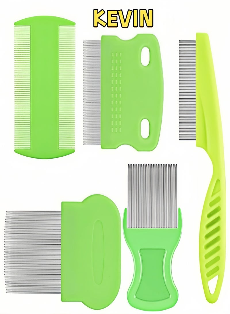 كيفن 5 عبوات من مشط البراغيث والقراد، مشط من الفولاذ المقاوم للصدأ ذو أسنان مستديرة للكلاب والقطط، مزيل بقع دموع الحيوانات الأليفة الاحترافي على الوجهين للحيوانات الأليفة الصغيرة والمتوسطة - Image 1