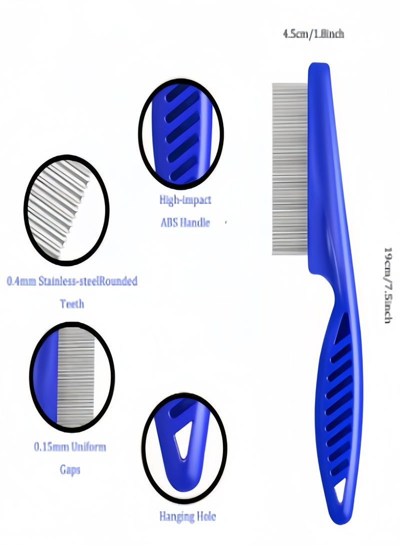 كيفن 5 عبوات من مشط البراغيث والقراد، مشط من الفولاذ المقاوم للصدأ ذو أسنان مستديرة للكلاب والقطط، مزيل بقع دموع الحيوانات الأليفة الاحترافي على الوجهين للحيوانات الأليفة الصغيرة والمتوسطة - Image 2