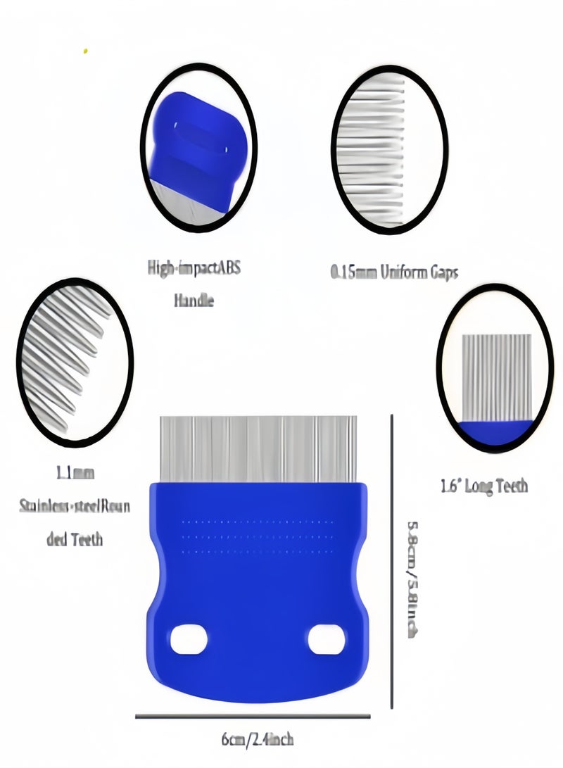 كيفن 5 عبوات من مشط البراغيث والقراد، مشط من الفولاذ المقاوم للصدأ ذو أسنان مستديرة للكلاب والقطط، مزيل بقع دموع الحيوانات الأليفة الاحترافي على الوجهين للحيوانات الأليفة الصغيرة والمتوسطة - Image 3