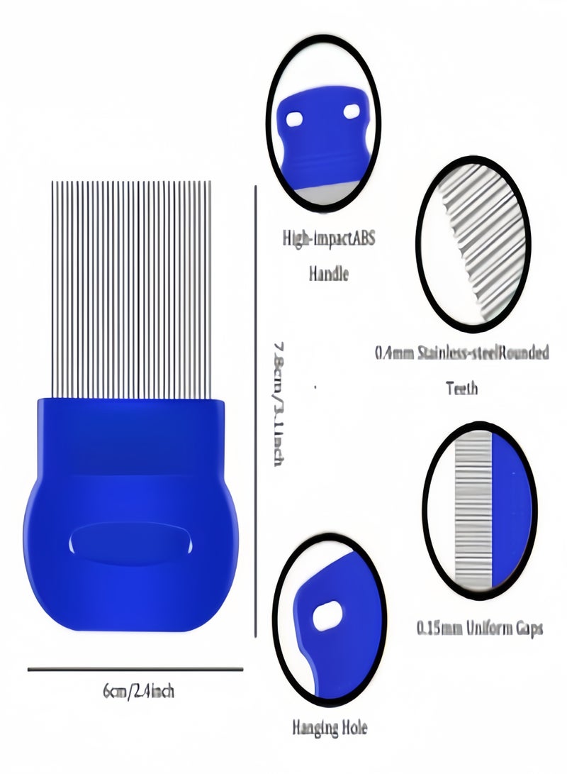 كيفن 5 عبوات من مشط البراغيث والقراد، مشط من الفولاذ المقاوم للصدأ ذو أسنان مستديرة للكلاب والقطط، مزيل بقع دموع الحيوانات الأليفة الاحترافي على الوجهين للحيوانات الأليفة الصغيرة والمتوسطة - Image 4