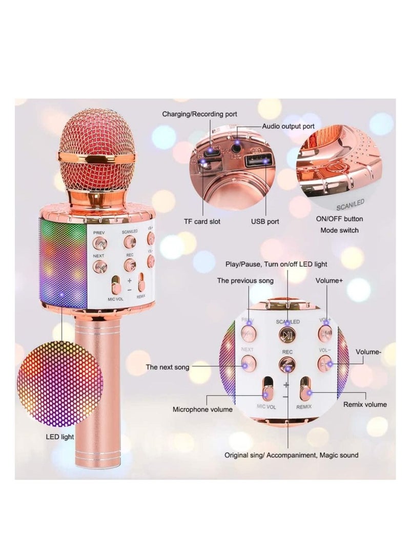4 in 1 Karaoke Wireless Microphone with LED Lights, Portable Microphone for Kids, Great Gifts Toys for Kids, Girls, Boys and Adults  - Image 5