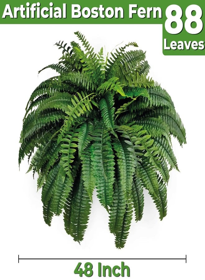Silk Tree Warehouse مجموعة نباتات سرخس بوسطن الاصطناعية بطول 48 بوصة و88 فرعًا - Image 2