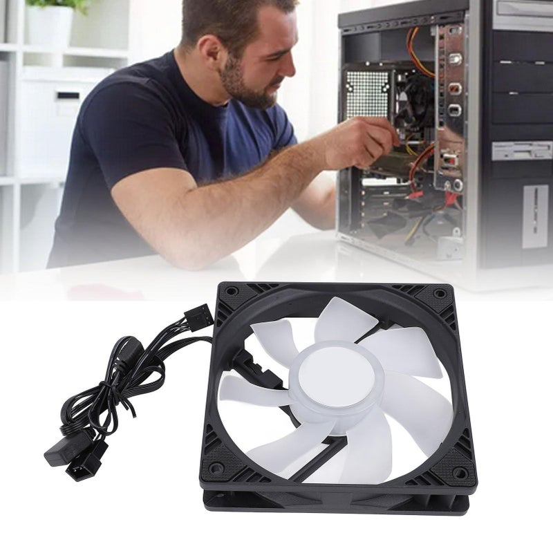 120mm PWM ARGB PC Case Fan MFDB Hydraulic Bearing 1500RPM Low Noise Reverse Blade Black - Image 5