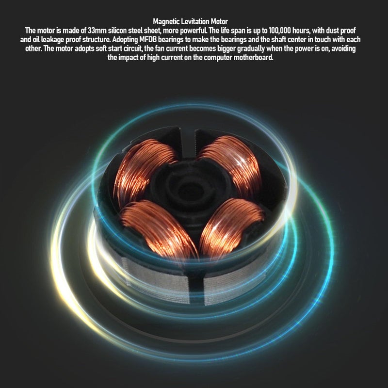 120mm PWM ARGB PC Case Fan MFDB Hydraulic Bearing 1500RPM Low Noise Reverse Blade Black - Image 4