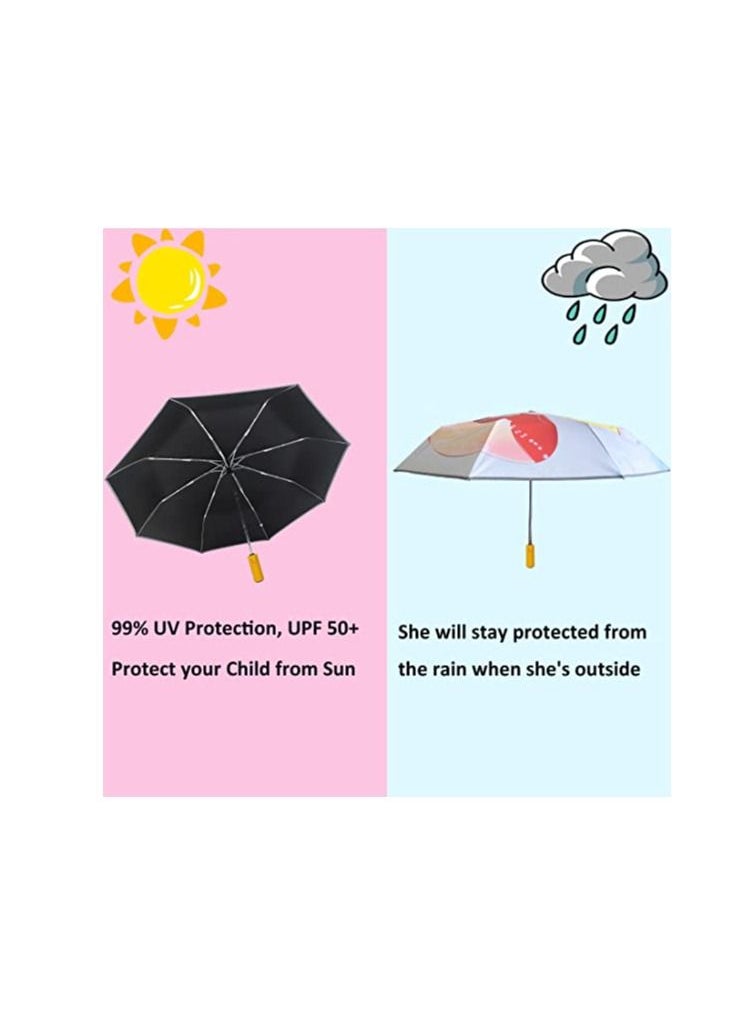 SYOSI - Folding Umbrella Automatic Compact Travel Umbrella for Rain and Sun UV Protection for Kids Girls and Boys Age 8-15 - Image 1