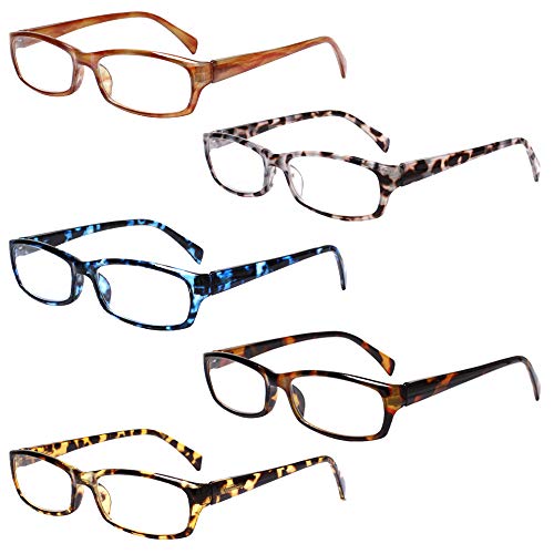 Henotin 5-Pack Reading Glasses Blue Light Blocking Anti Eyestrain Computer Reading Glasses for Women and Men Readers (5 Pack Mix Color, 1.50) - Image 1